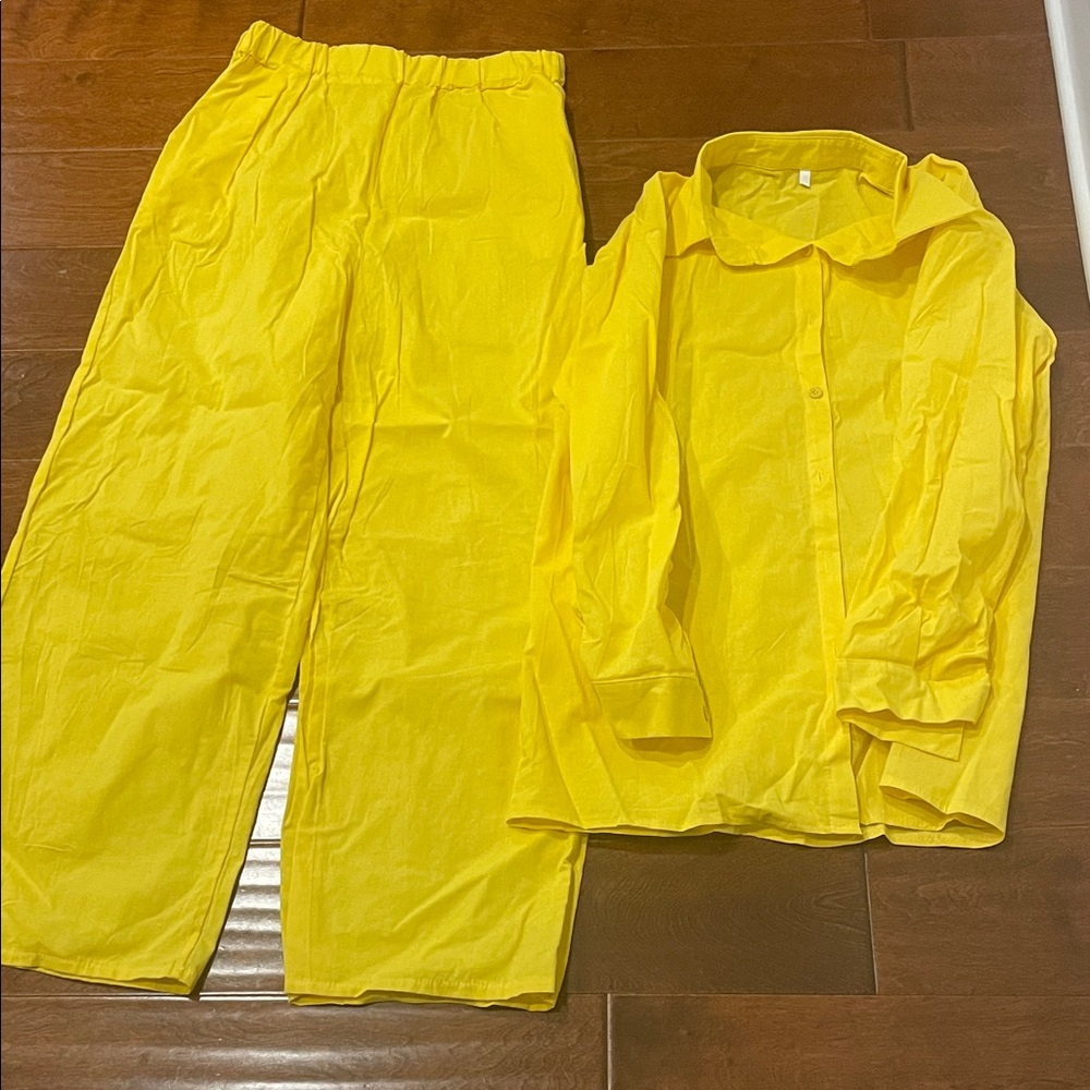 Women’s Yellow Linen Look Pant Set